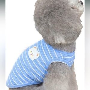 Senlunek Dog Cotton Striped T-Shirt ,Spring Summer Bear Pattern Dog Cat Shirt